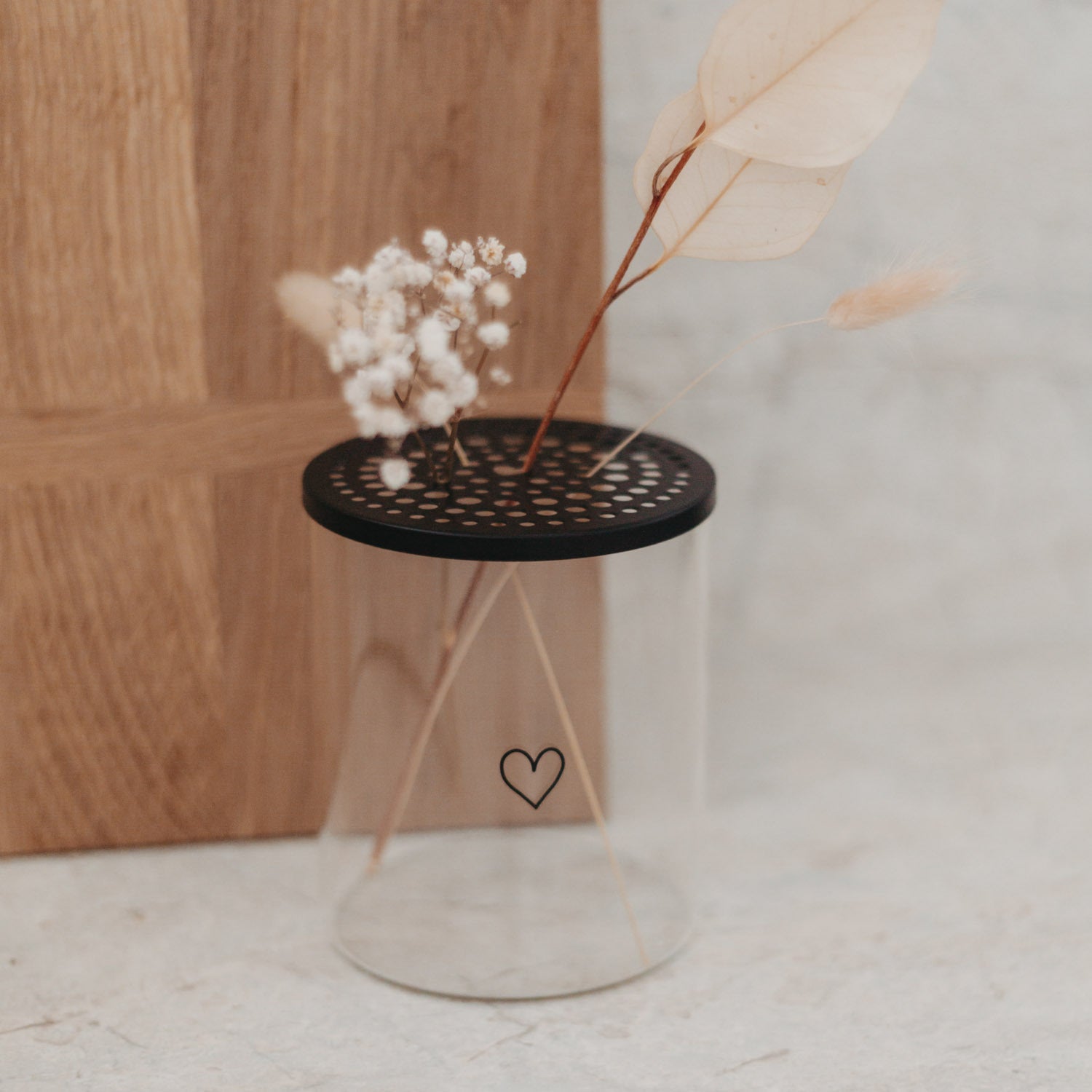 Metalldeckel "Blumenhalter" - 10,2 cm (Schwarz)