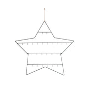 Großer Adventskalender Stern aus schwarzem Metallrahmen, mit Aufhängehaken