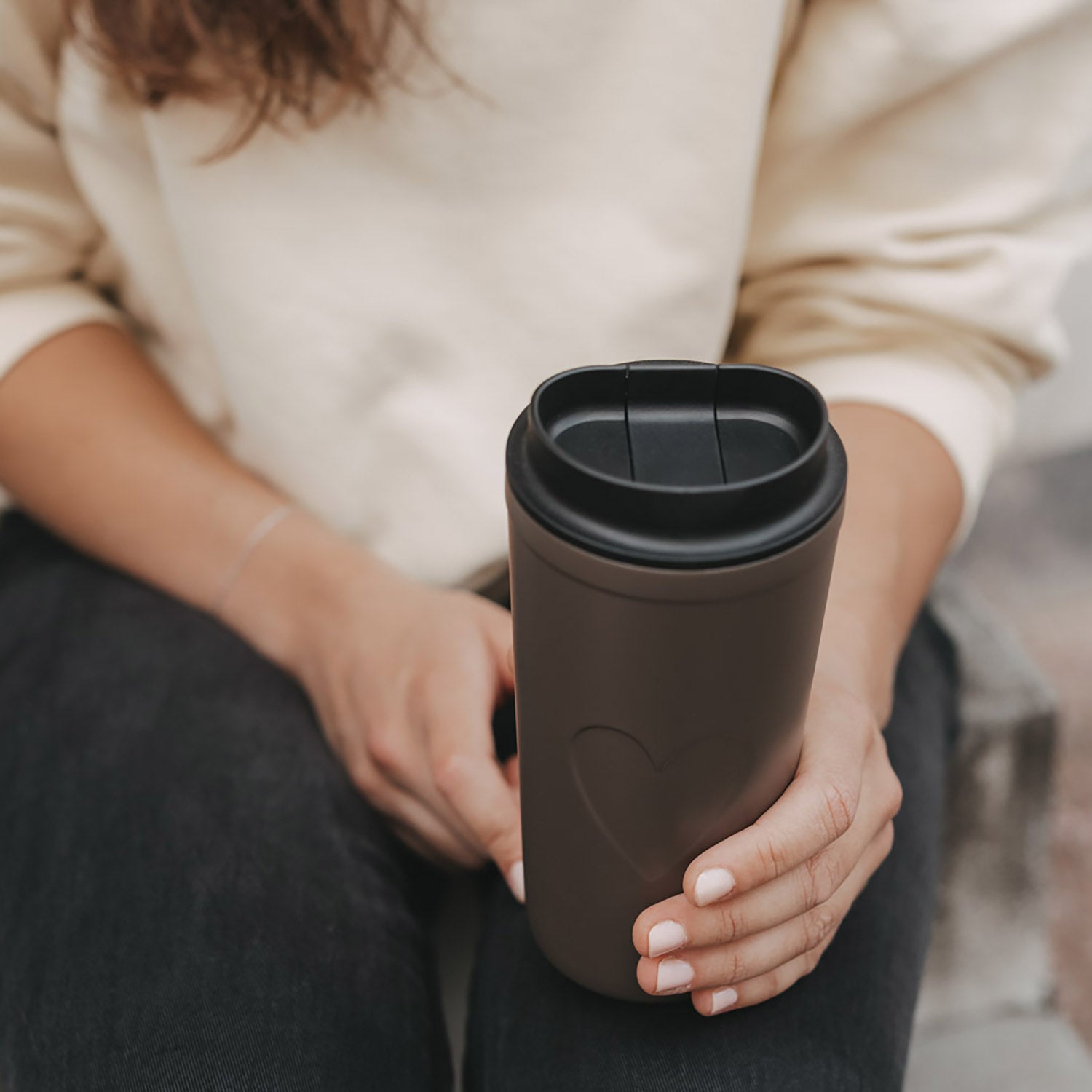To go Becher "Herz" - 540 ml (Braun)