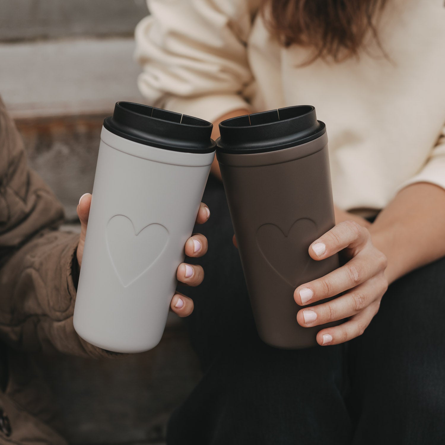 To go Becher "Herz" - 540 ml (Grau)