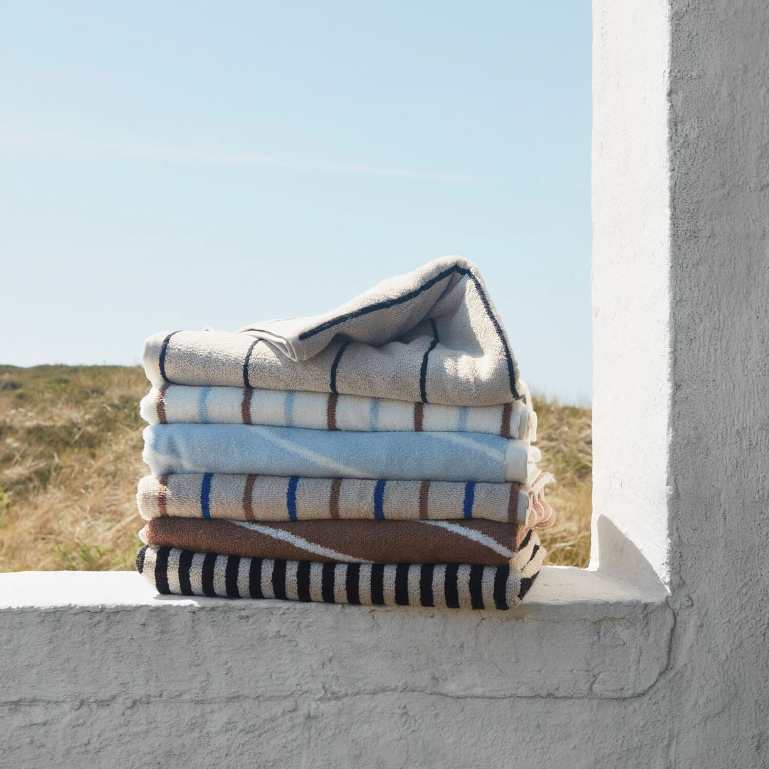 Handtuch "Raita" - 50x100 cm (Caramel/Ice Blue)