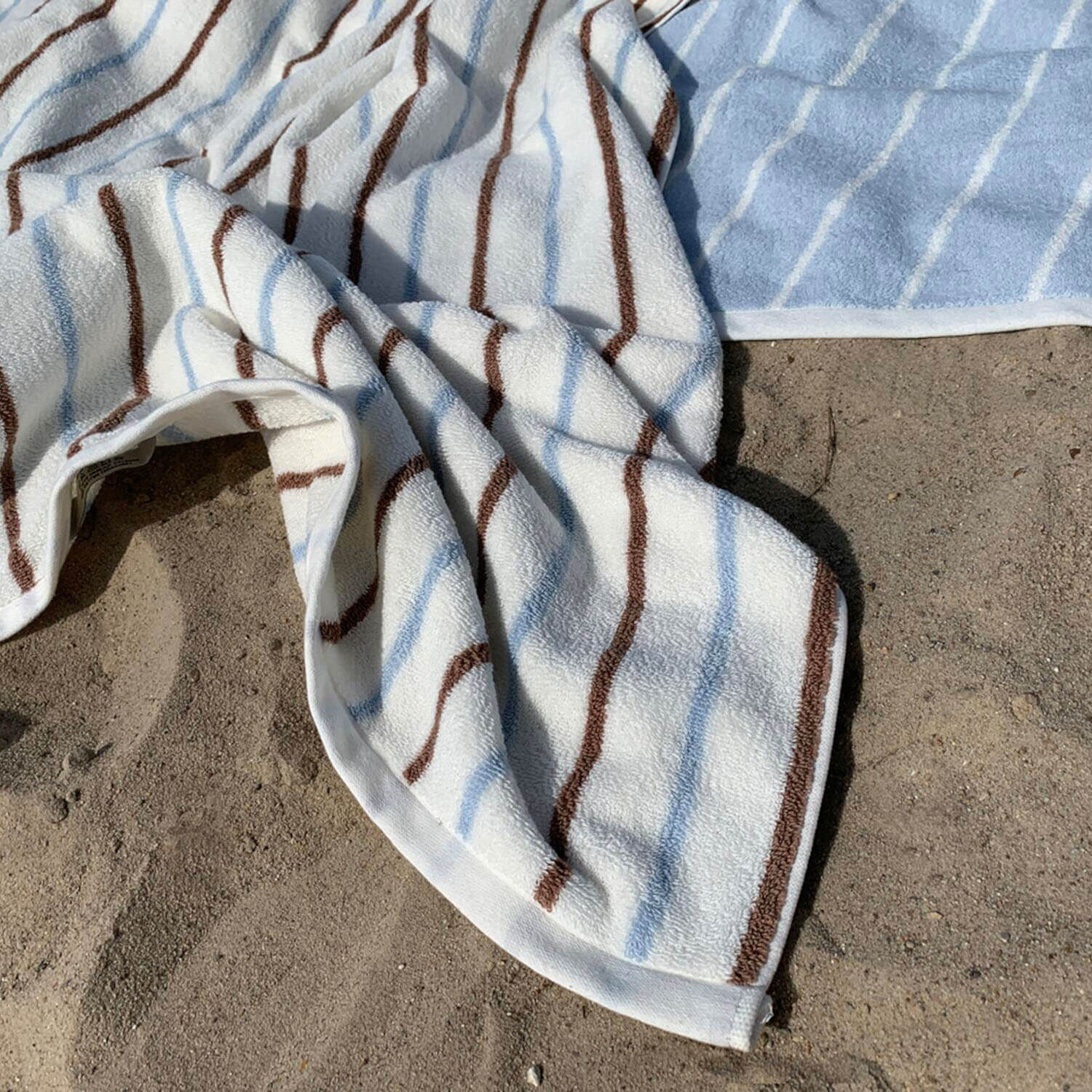 Badehandtuch "Raita" - 100x150 cm (Caramel/Ice Blue)