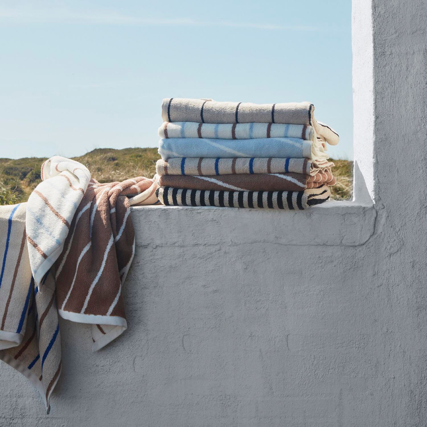 Badehandtuch "Raita" - 100x150 cm (Caramel/Ice Blue)