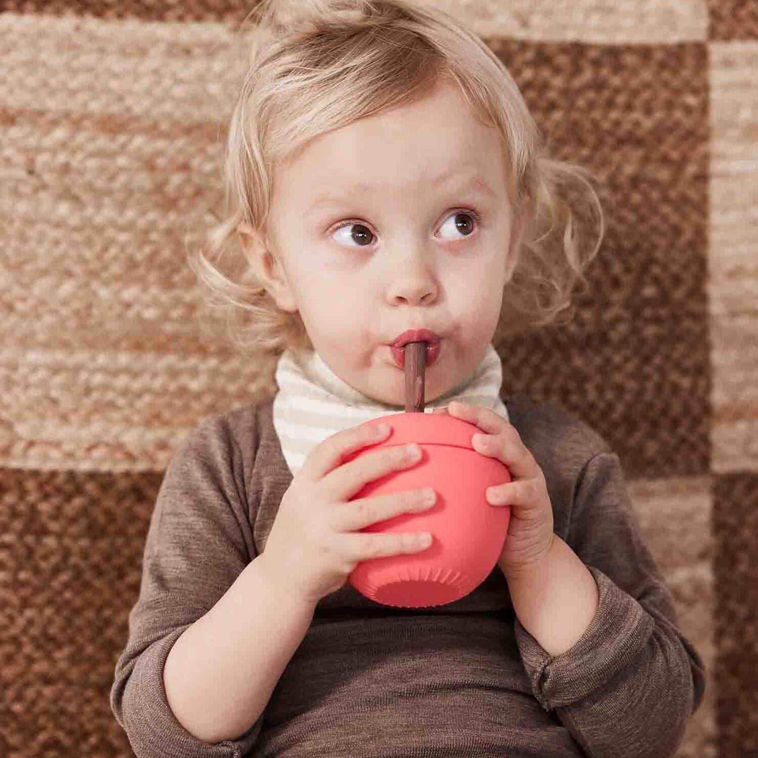 Apfel-Tasse mit Strohhalm (Cherry Red)