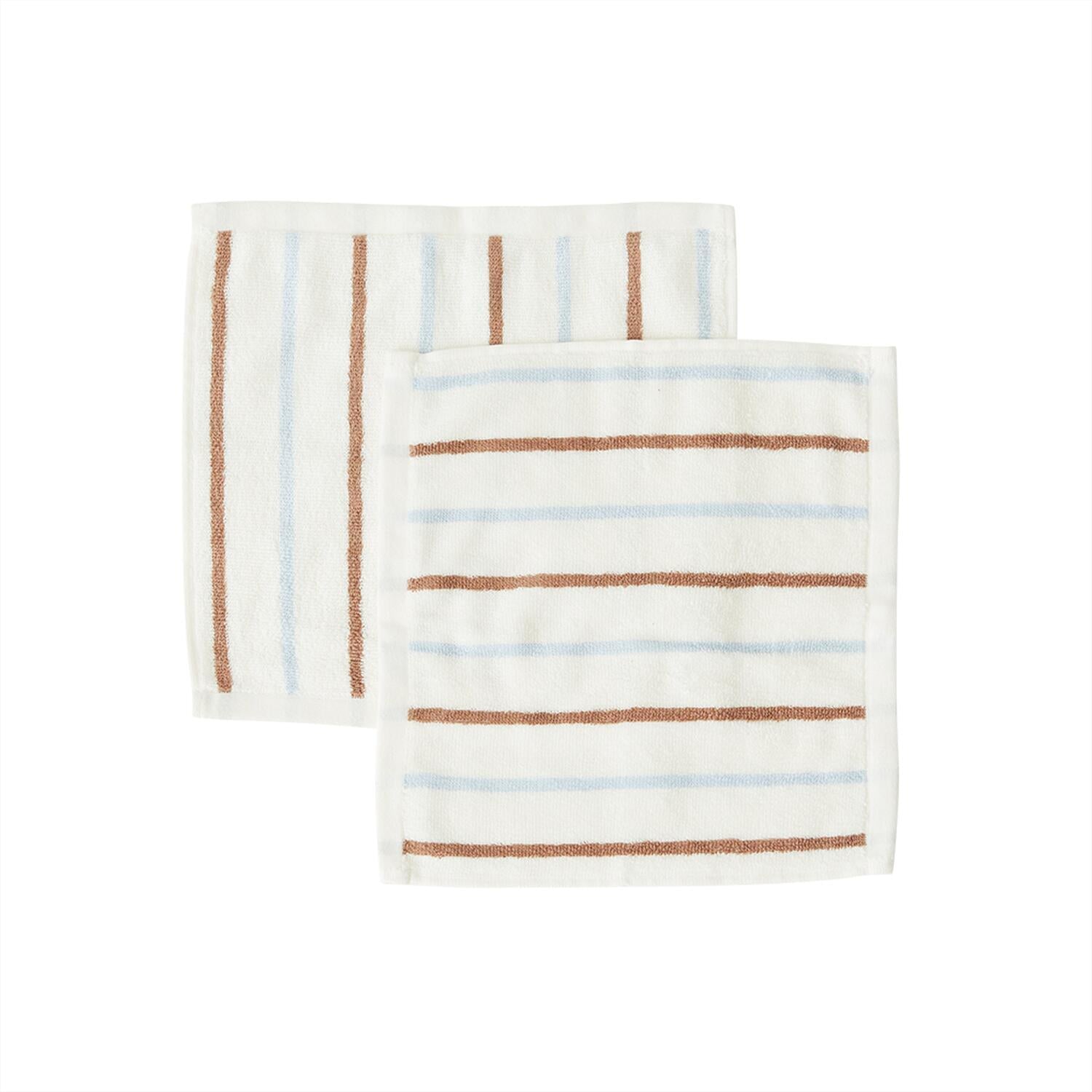 Waschlappen "Raita" im 2er-Set - 30x30 cm (Caramel/Ice Blue)