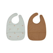 Lätzchen "Dino" im 2er-Set - 37x37 cm (Dusty Green/Caramel)