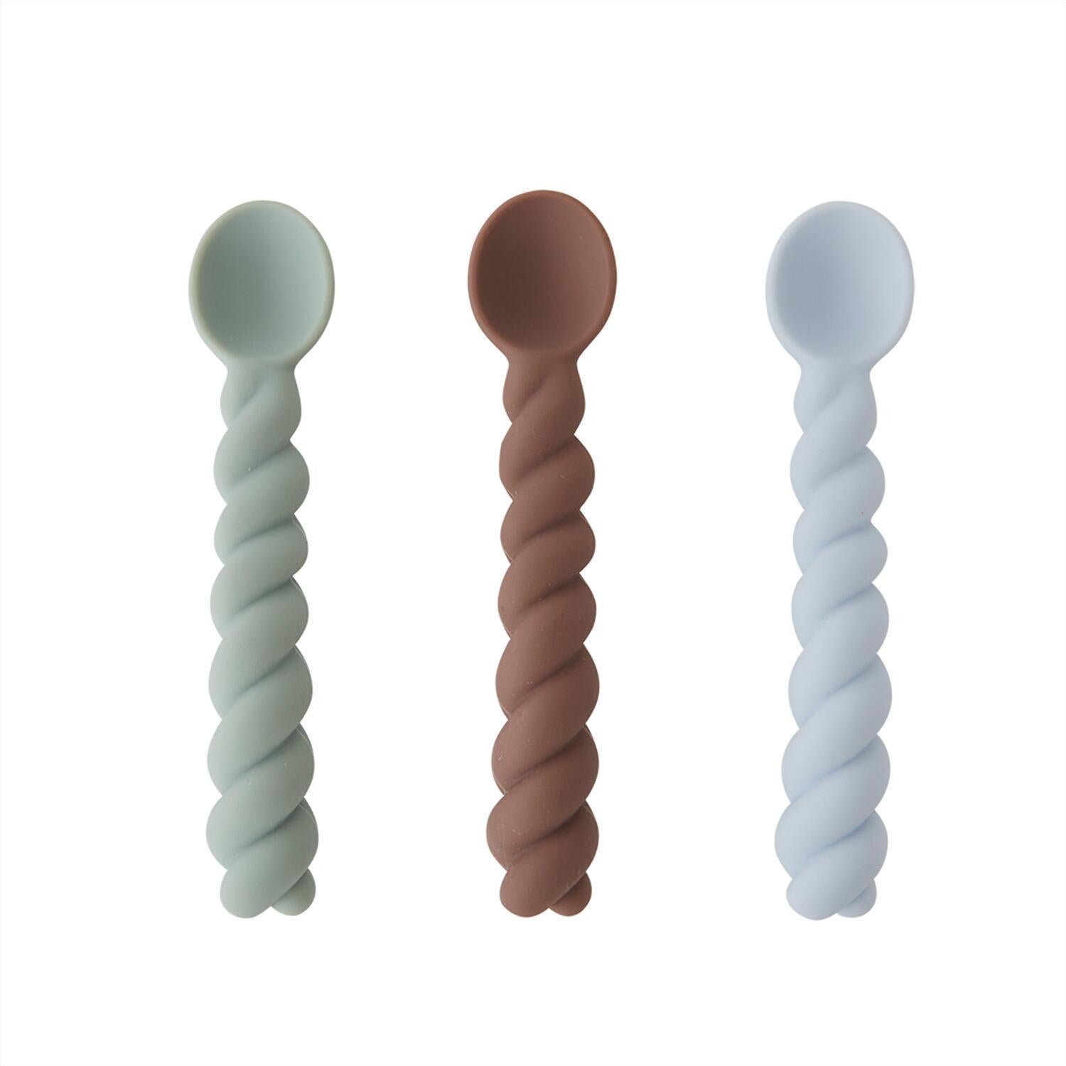 Silikon-Löffel im 3er-Set - 13 cm (Dusty Blue/Taupe/Pale Mint)