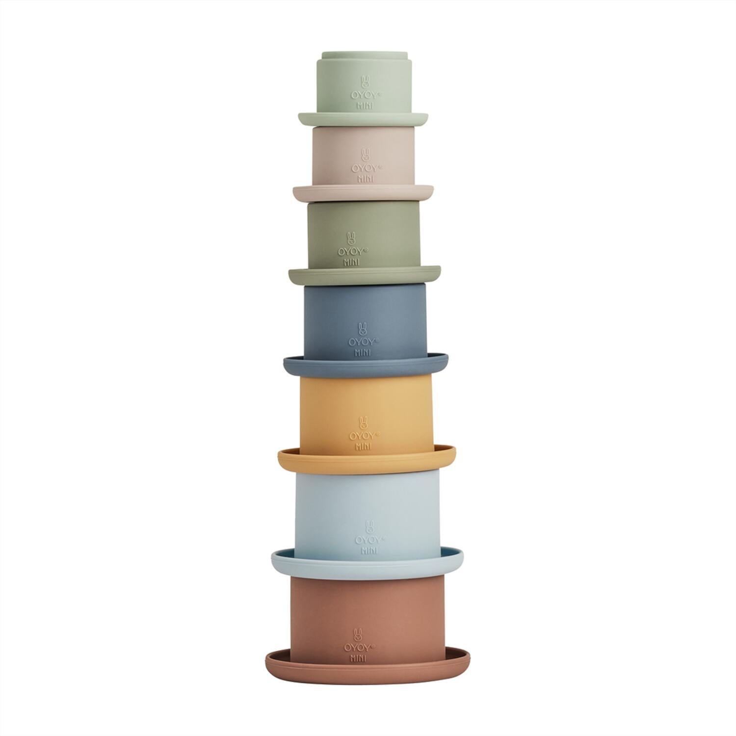 Stapelbecher aus Silikon "Tawa" (Caramel/Blau)