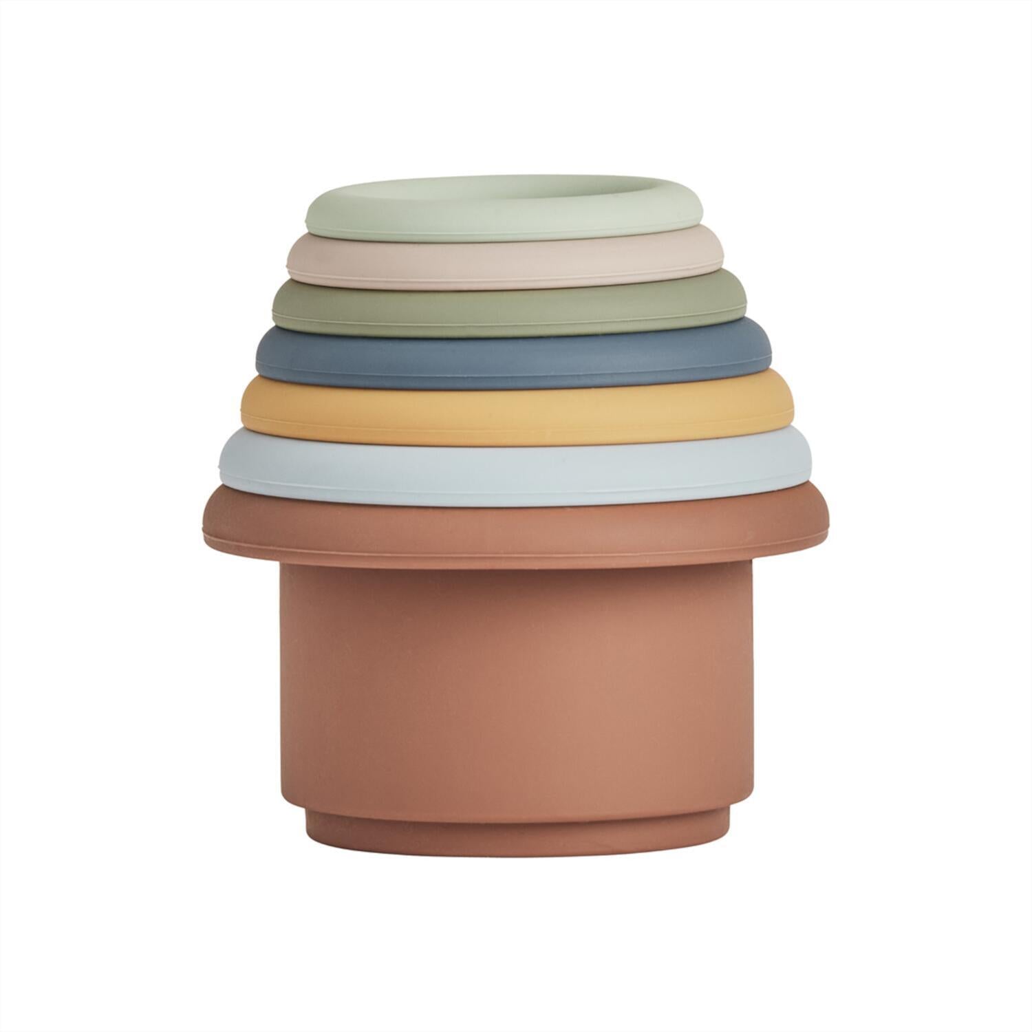 Stapelbecher aus Silikon "Tawa" (Caramel/Blau)