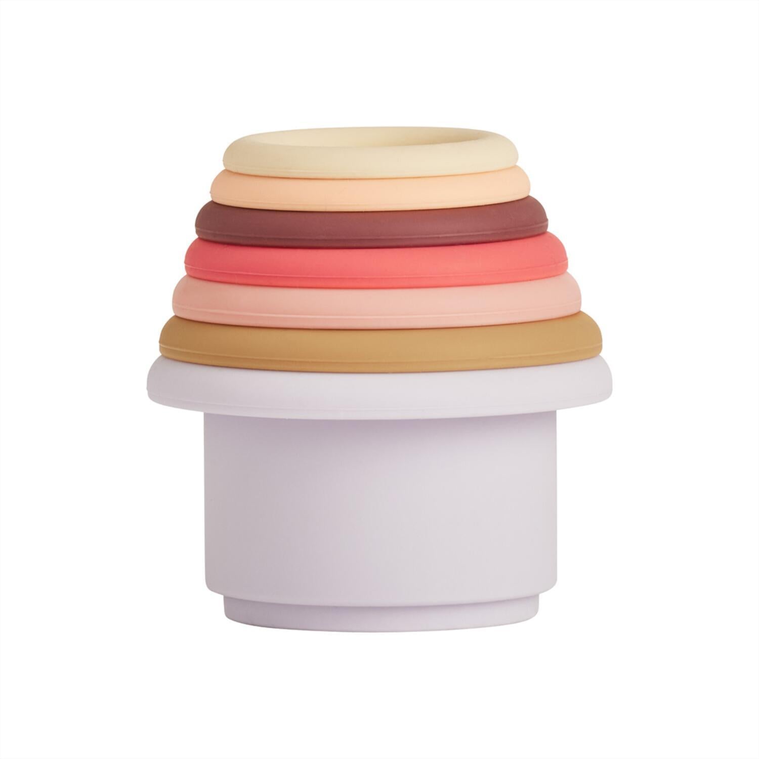 Stapelbecher aus Silikon "Tawa" (Cherry Red/Vanilla)