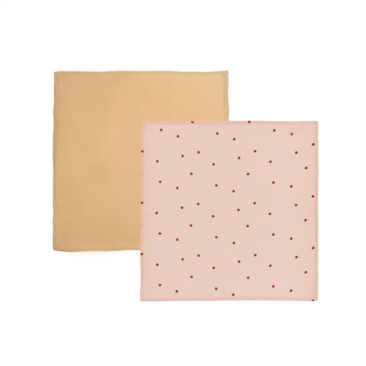 Musselintücher "Yummy" im 2er-Set - 70x70 cm (Rose/Fudge)