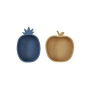 Snackschale "Yummy Ananas & Apfel" (Blau/Light Rubber)