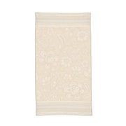 Sandfarbenes Jacquard-Handtuch mit Blumenmuster und Bordüre, 55x100 cm