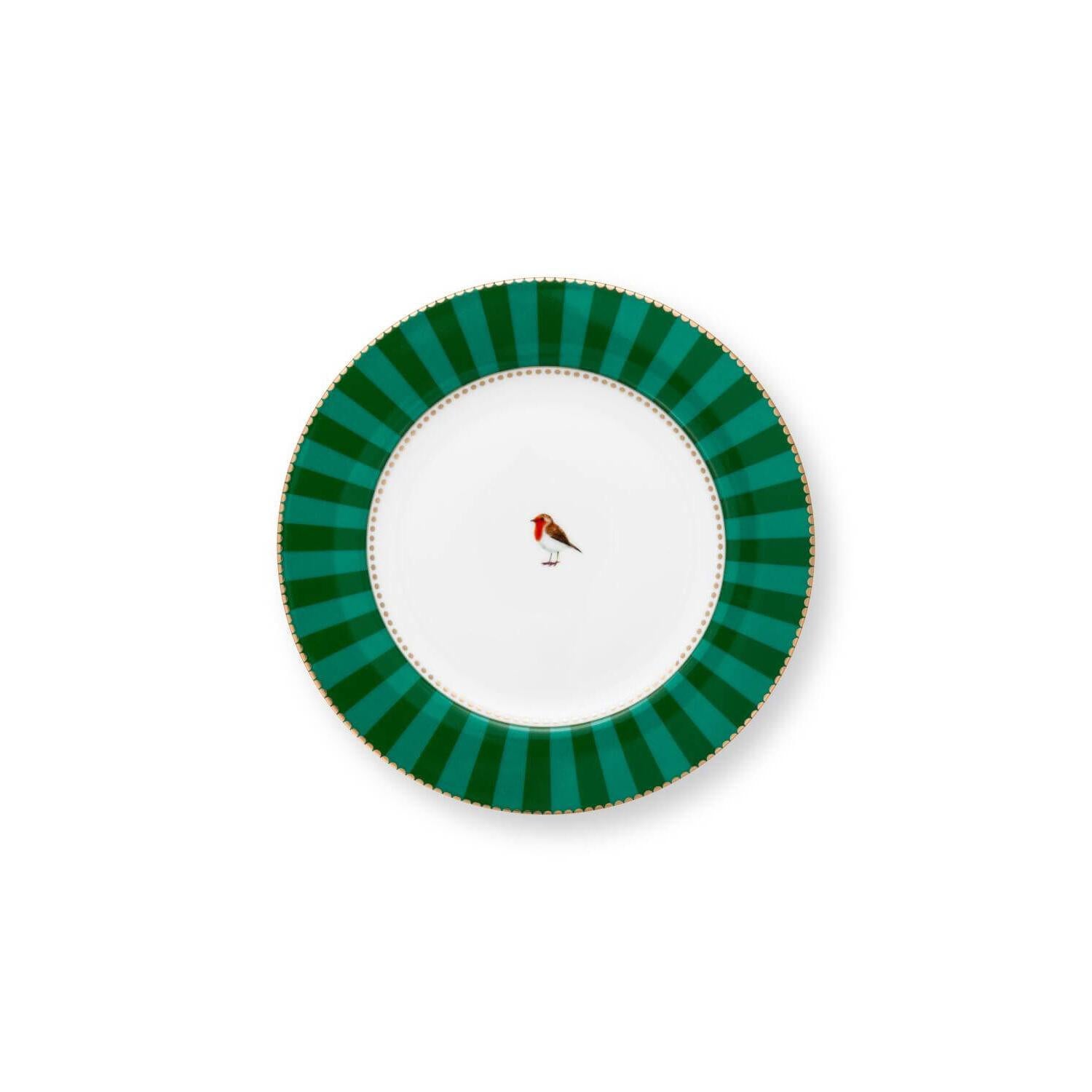 Teller "Love Birds Stripes" - 17 cm (Emerald-Green)