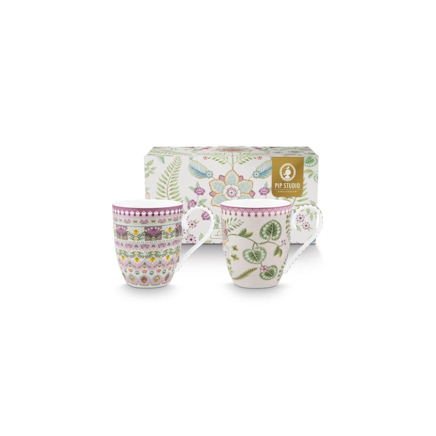 XL-Tasse "Lily & Lotus" im 2er-Set - 450 ml (Bunt)