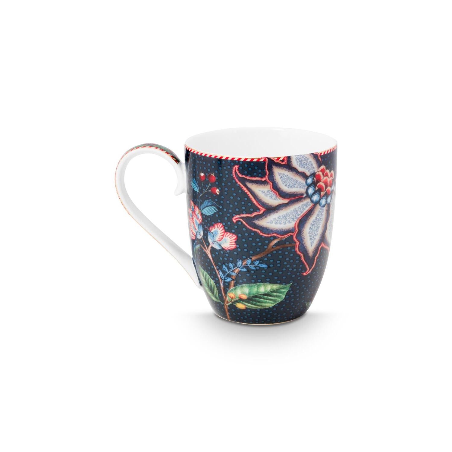 Tasse "Flower Blues"- 450 ml (Blau)