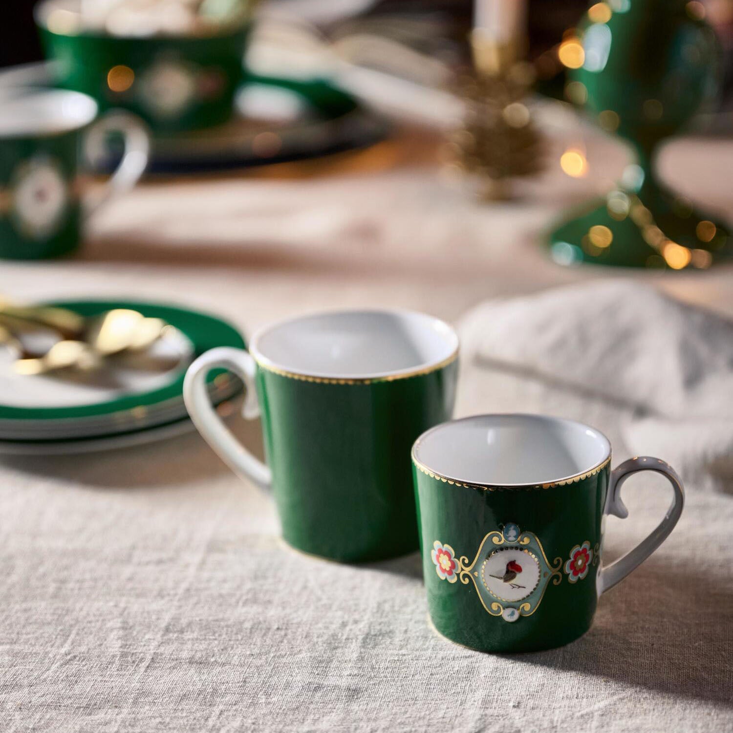 Tasse "Love Birds Medallion" - 250 ml (Dunkelgrün)