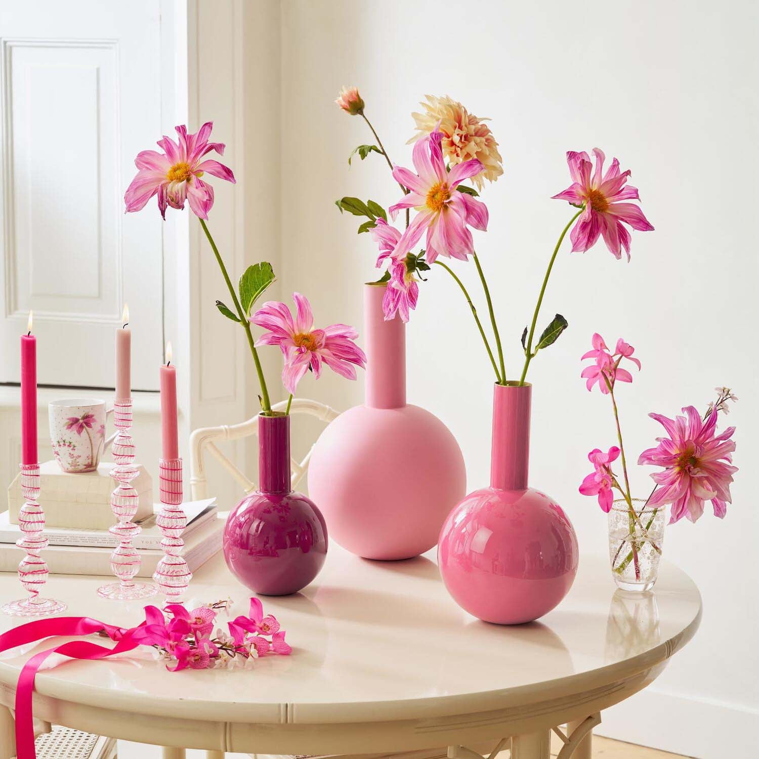 Kerzenhalter "Strudel" - 22 cm (Rosa)