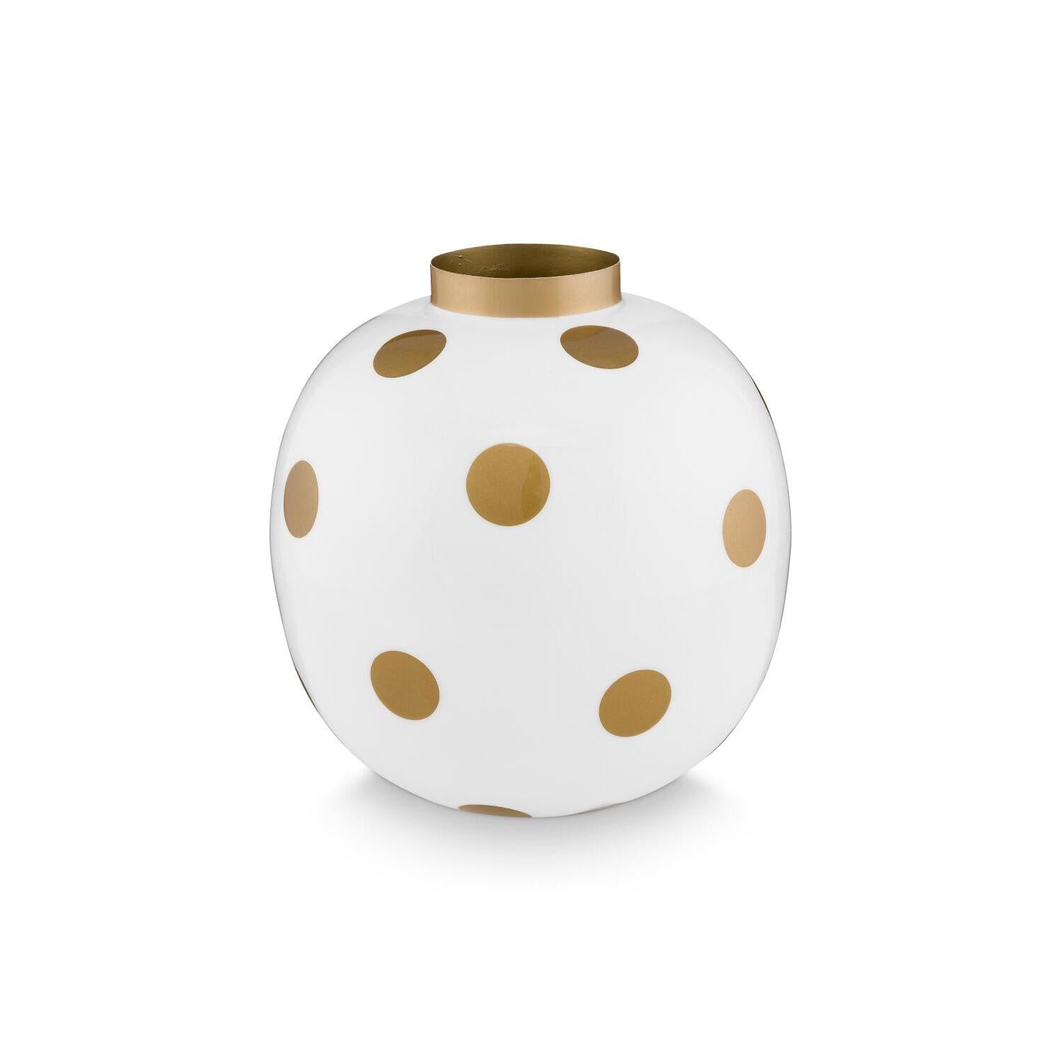Vase "Dots" - 23 cm (Weiß/Gold)
