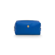 Kosmetiktasche in Blau (L) mit Reißverschluss und Metall-Logo mittig
