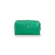 Grüne Kosmetiktasche mit Reißverschluss, M, Logo-Plakette