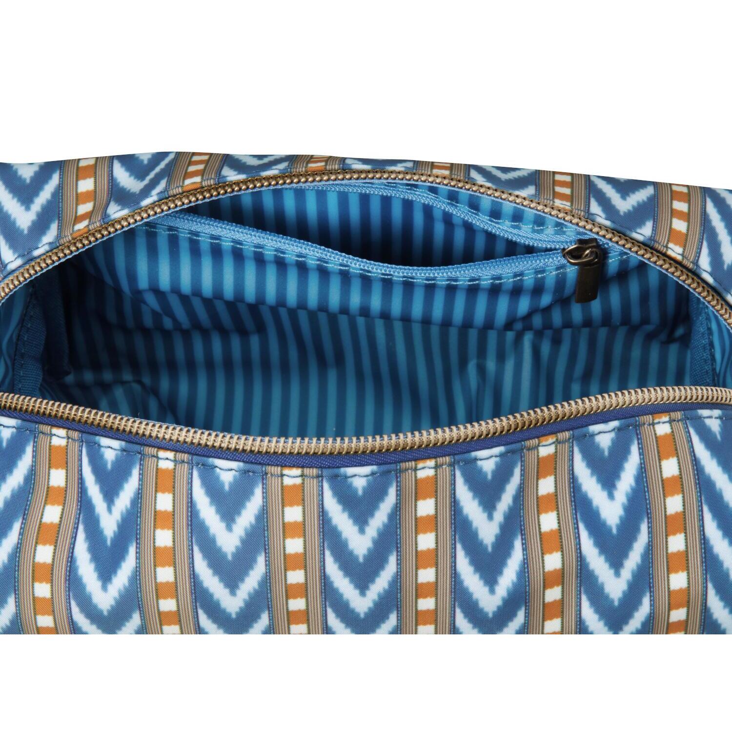 Kosmetiktasche Coco (M) innenfutter blau gestreift, Reißverschlussfach sichtbar