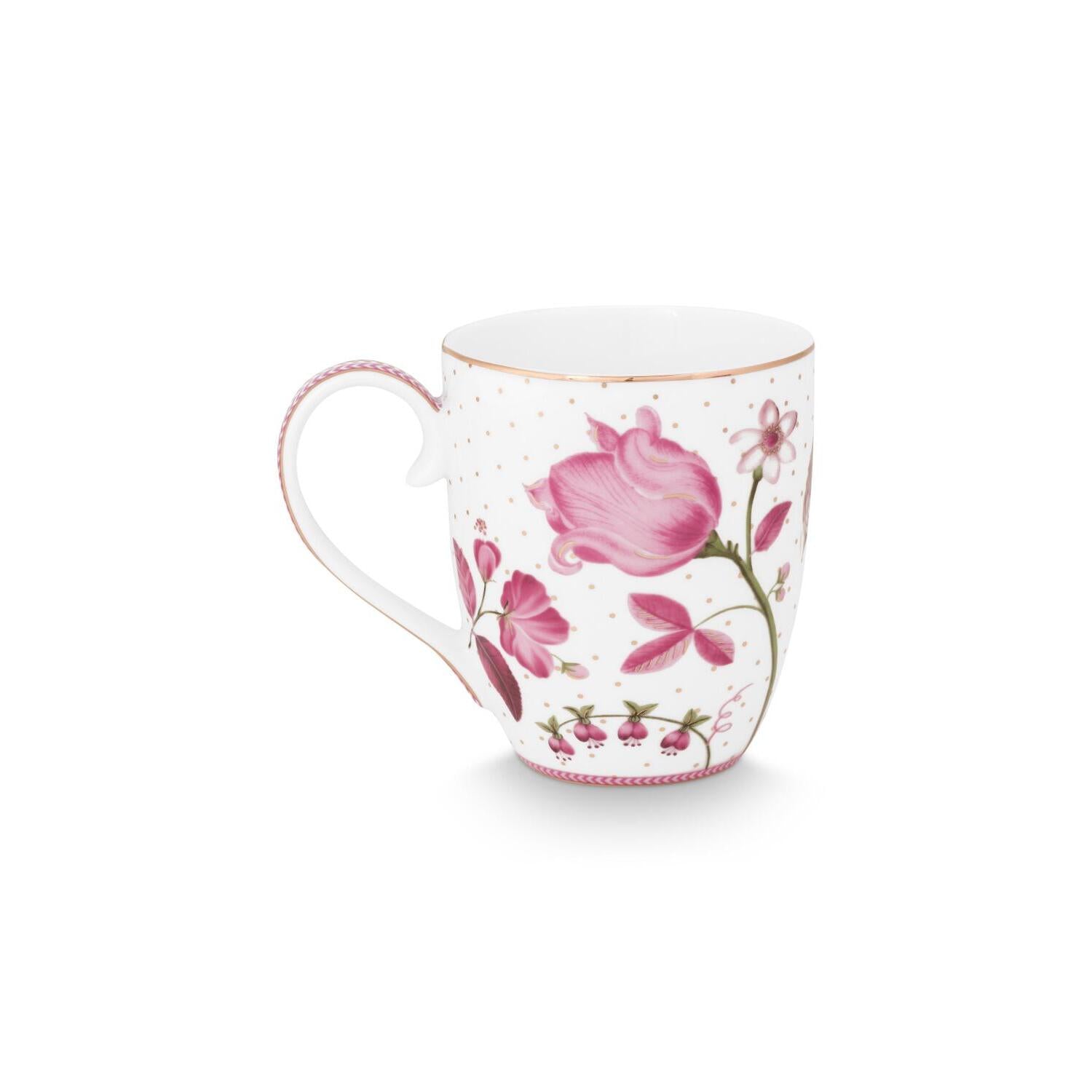 XL-Tasse "Jolie - Tulip" - 450 ml (Rosa/Weiß)