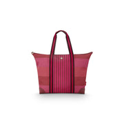 Tragetasche Tilda L in Pink mit dunkelroten Streifen und kurzen Henkeln