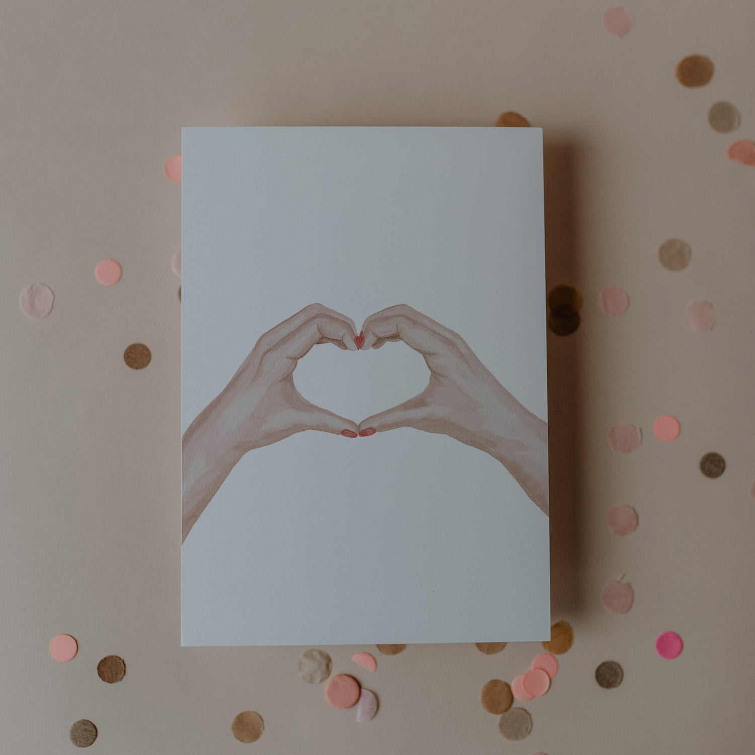 Aquarellkarte "Heart Hands" - 15 cm (Weiß)