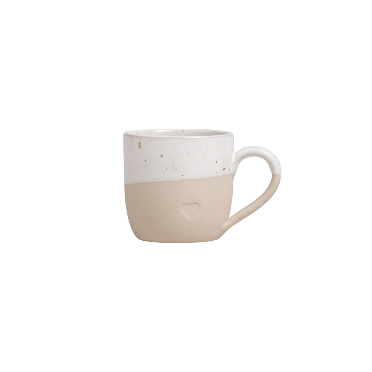 Espressotasse mit Herzmotiv, zweiteilige Natur-Optik, 60 ml, breiter Henkel