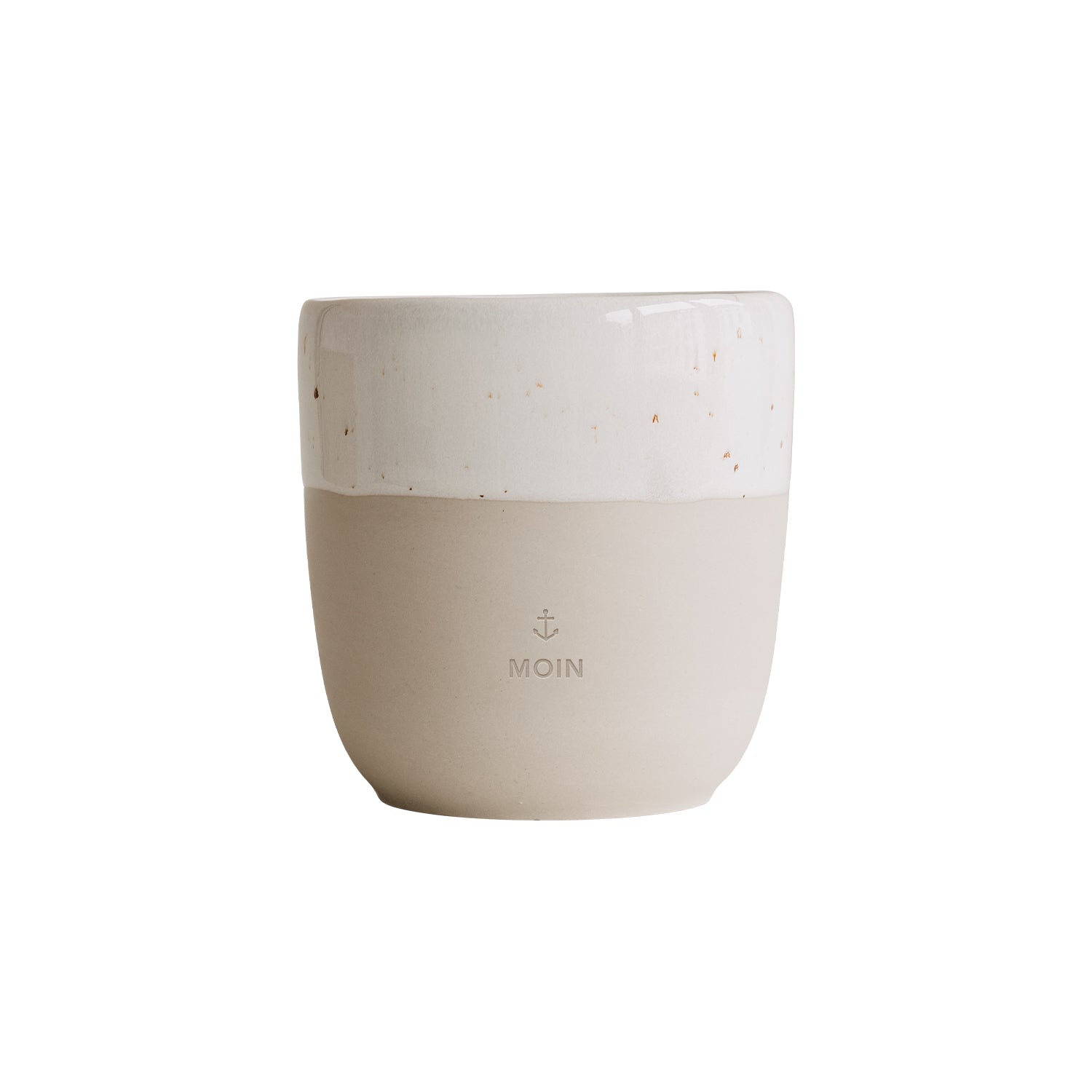 Becher „Moin“ 320 ml Natur: beige/weiß, mit Anker-Logo