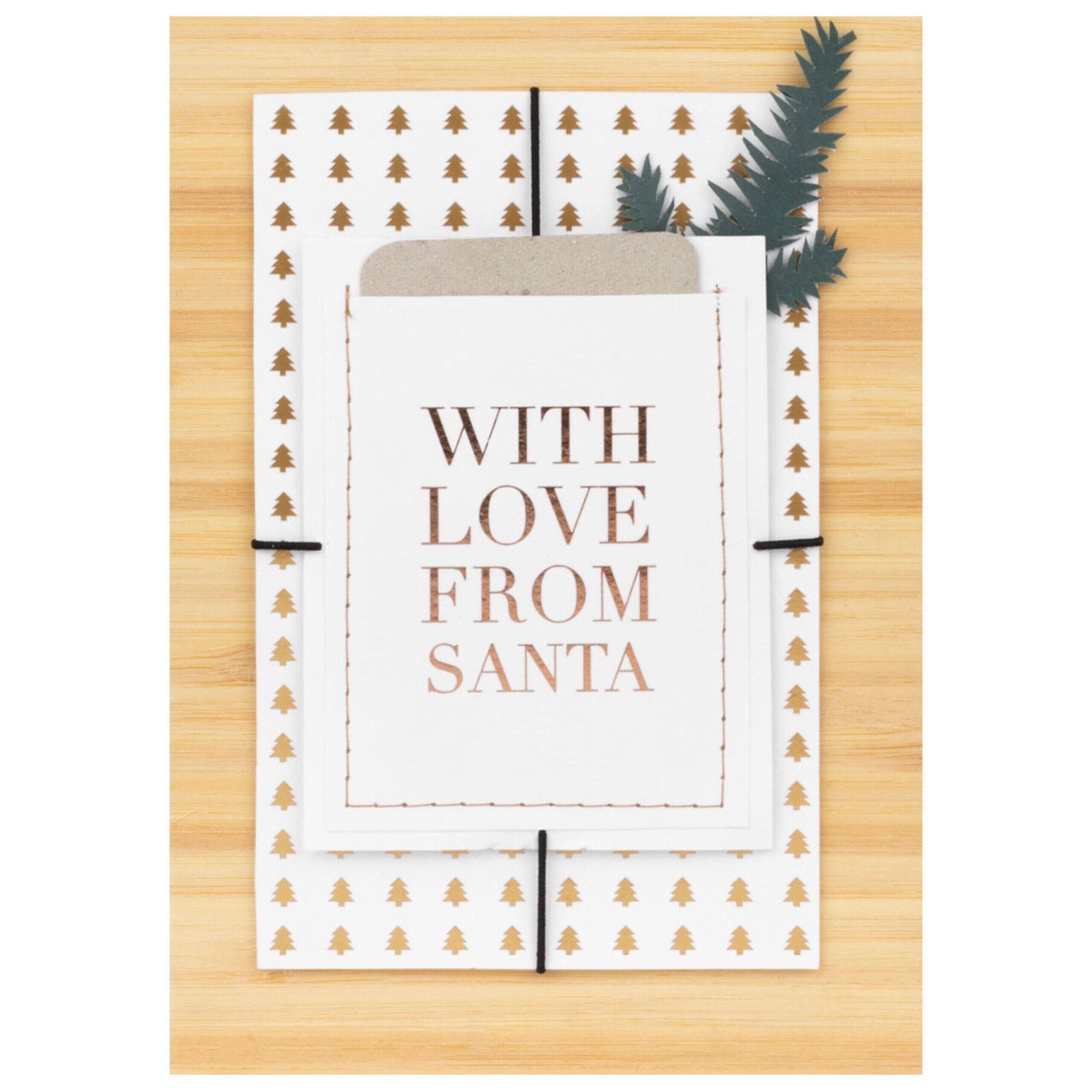 Weihnachtskarte "With love from santa" (Weiß/Gold) räder Design