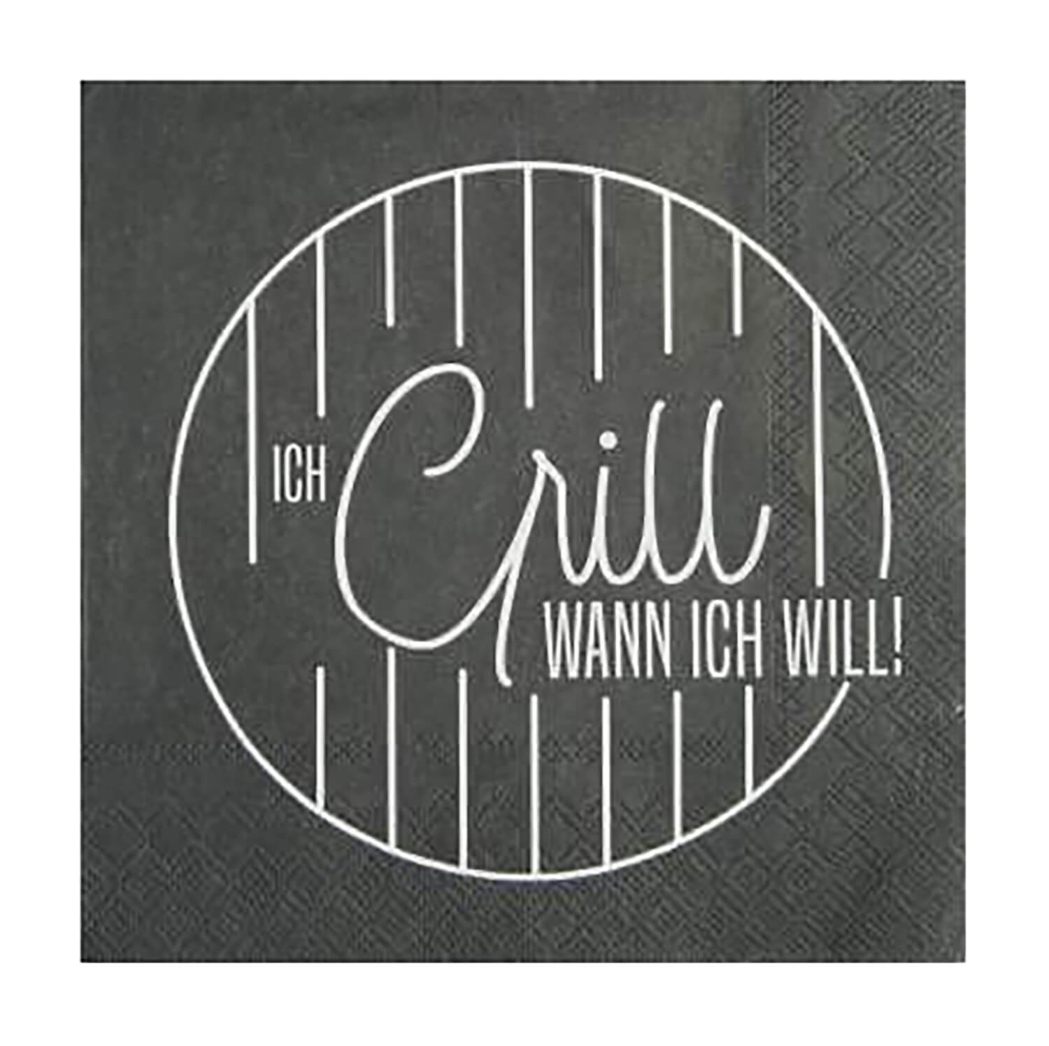 Papierservietten "DINING - Ich grill wann ich will" - 33x33 cm (Grau)