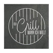 Papierservietten "DINING - Ich grill wann ich will" - 33x33 cm (Grau)
