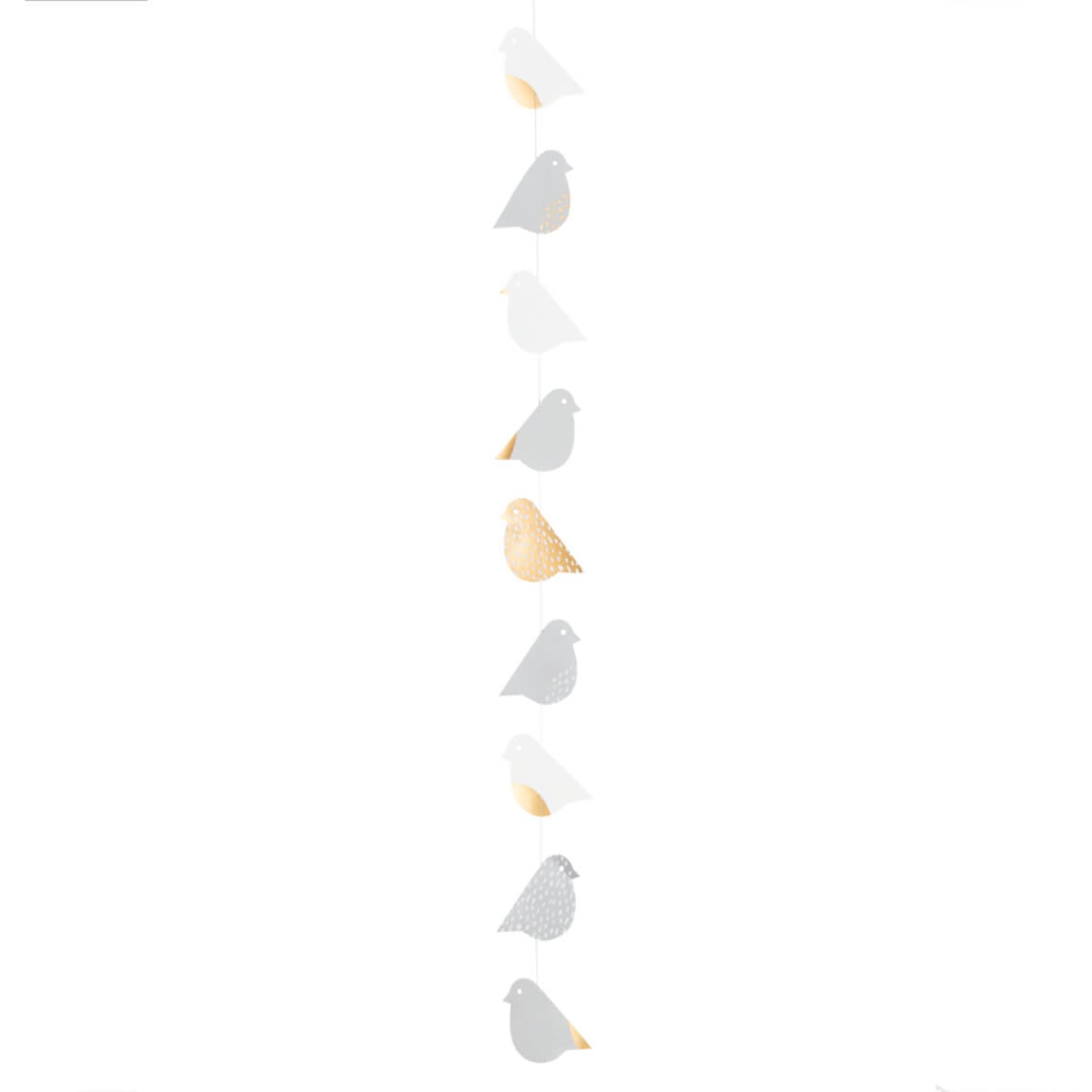 Kette "Piepmatz" - 130 cm (Grau/Weiß/Gold)