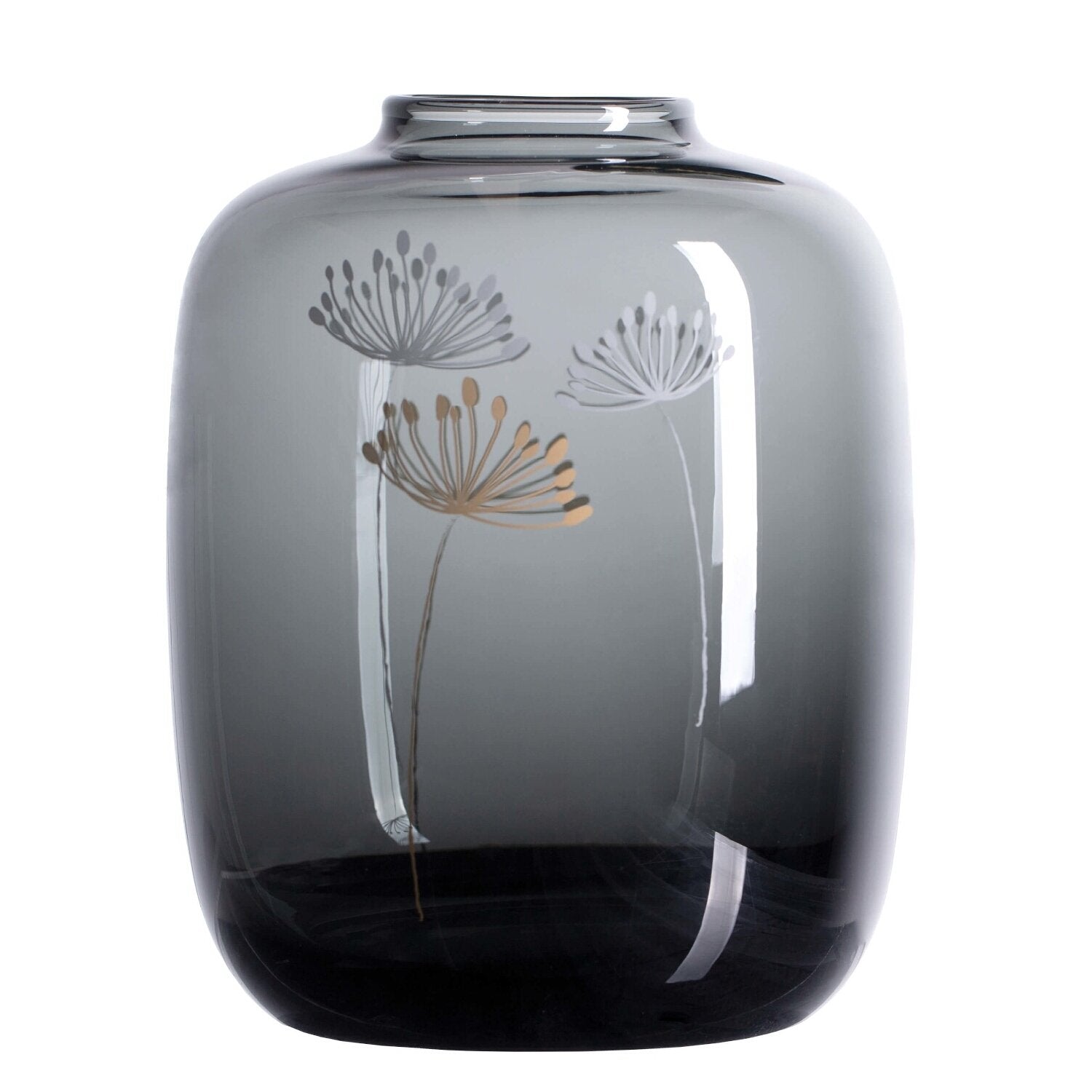 Glas-Vase "LIVING - Pusteblume" (Grau)
