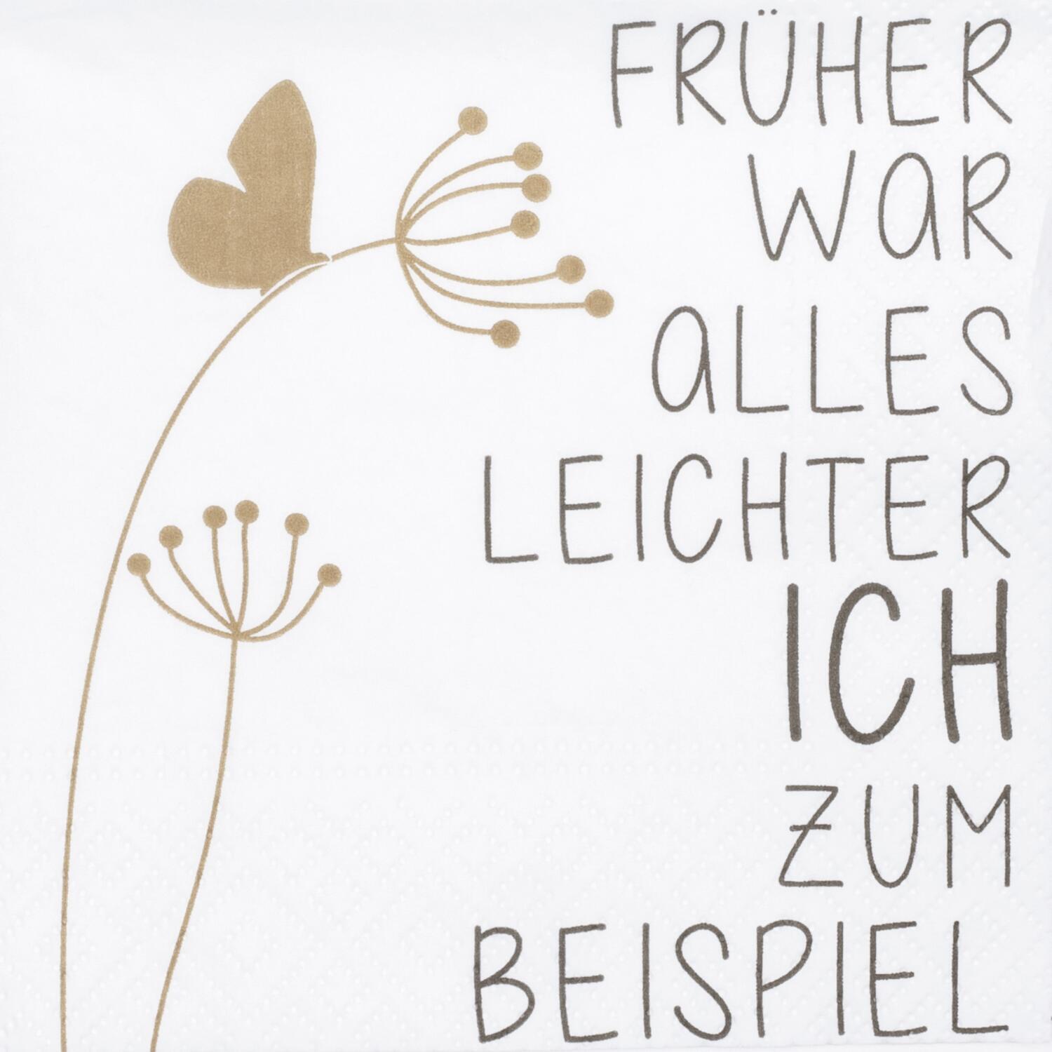 Cocktailserviette "DINING - Früher war alles" - 25x25 cm (Weiß)