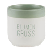 Vase "Blumengruß" - 6,5 cm (Weiß/Grün)