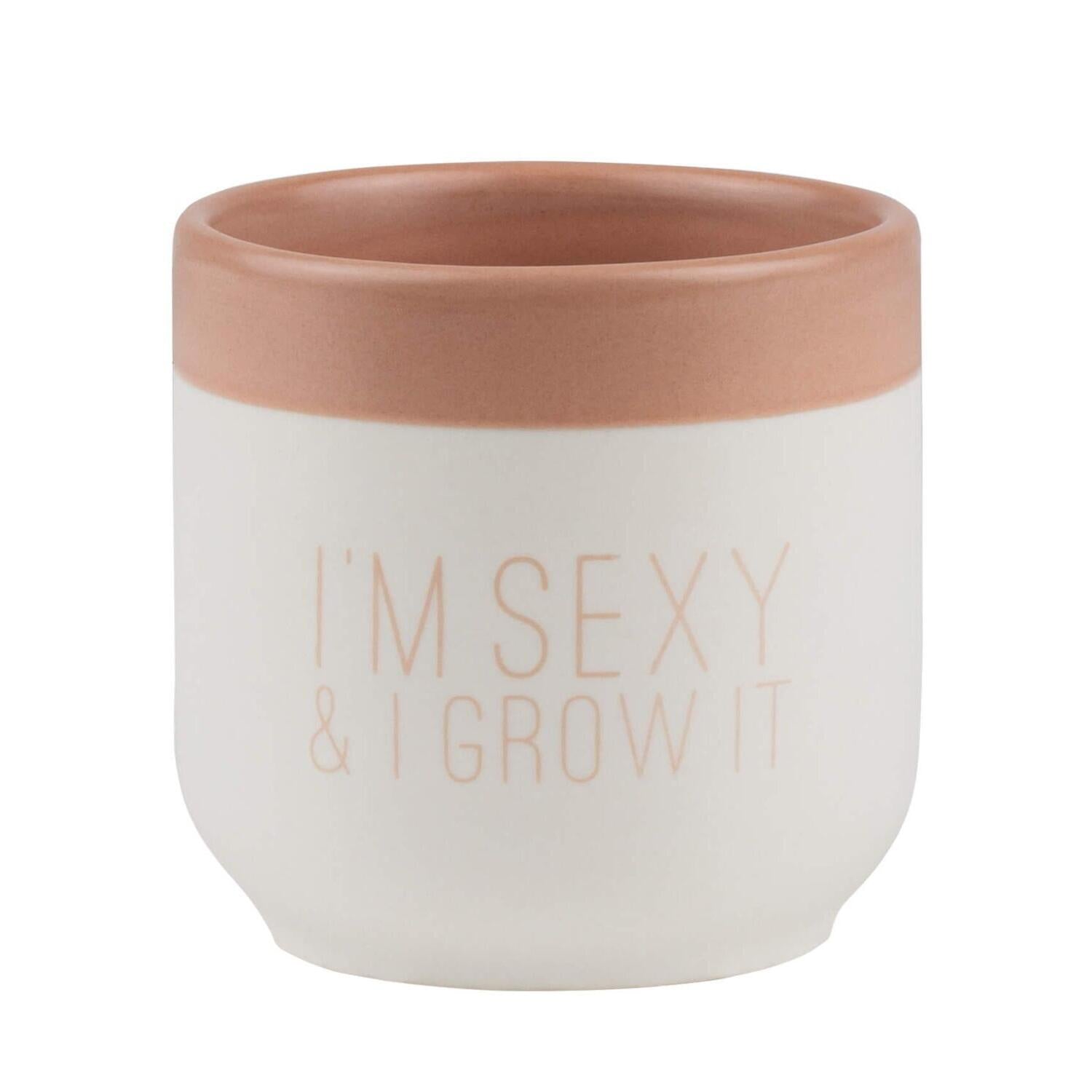 Vase "I'm sexy and I grow it" - 6,5 cm (Weiß/Rosa)