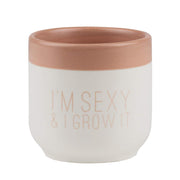 Vase "I'm sexy and I grow it" - 6,5 cm (Weiß/Rosa)