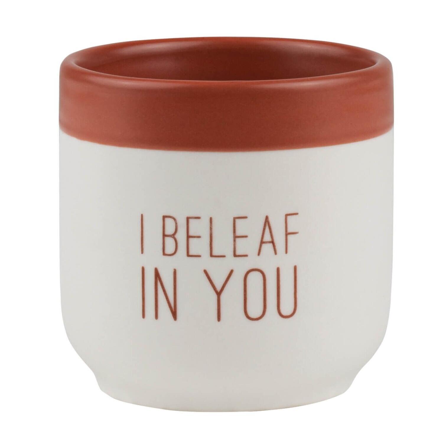 Vase "I beleaf in you" - 6,5 cm (Weiß/Rot)
