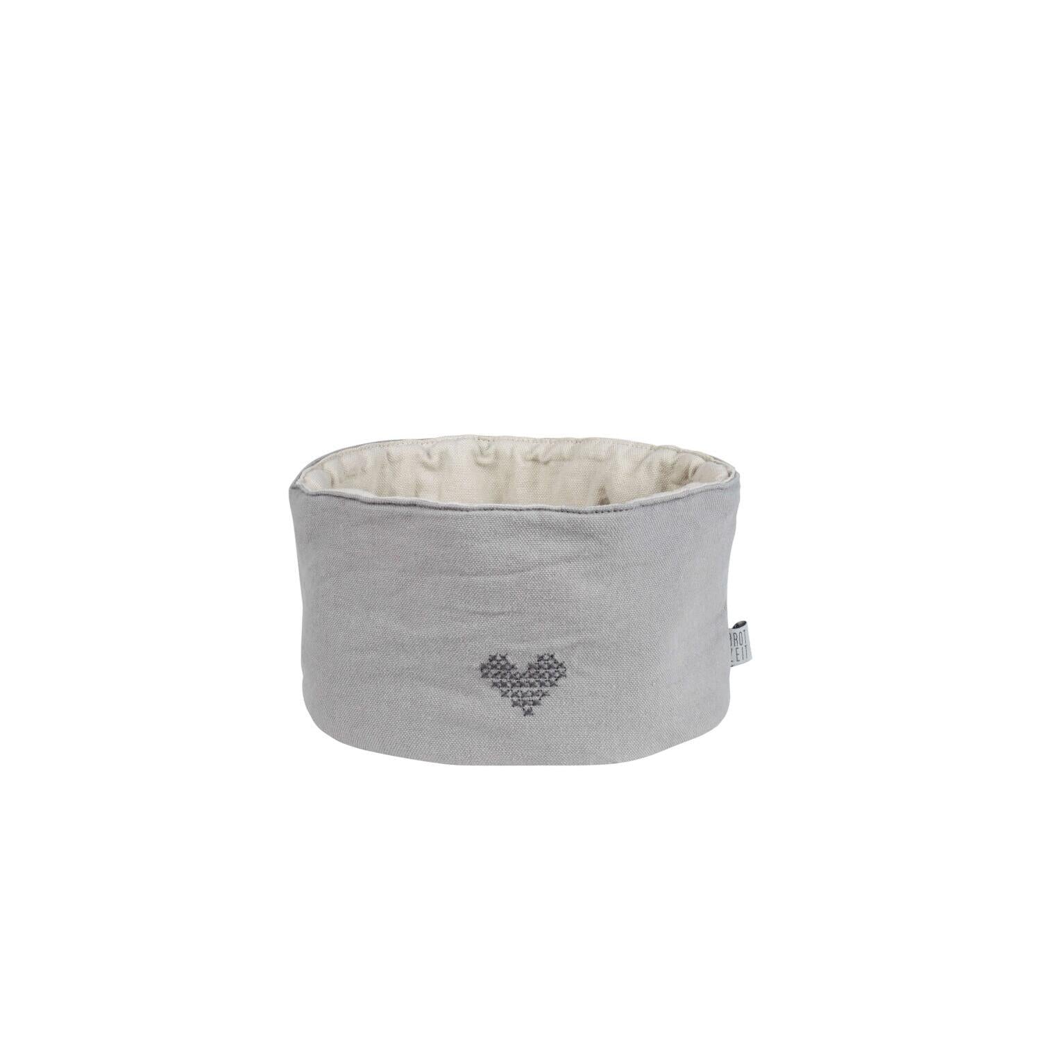 Brotkorb "Heimatliebe - Herz" - 17x12 cm (Grau/Beige)
