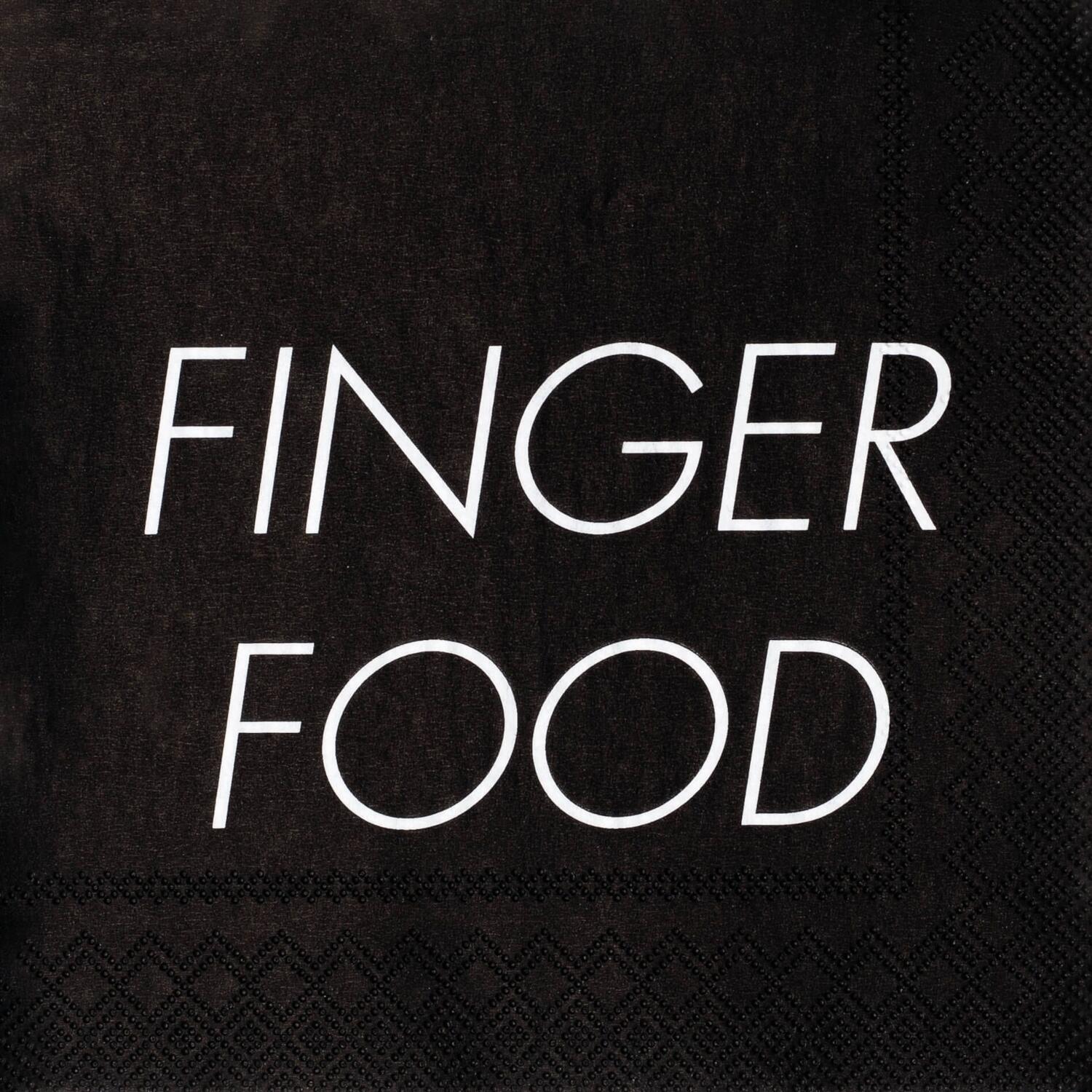 Cocktailservietten "Finger food" - 25x25 cm (Grau)