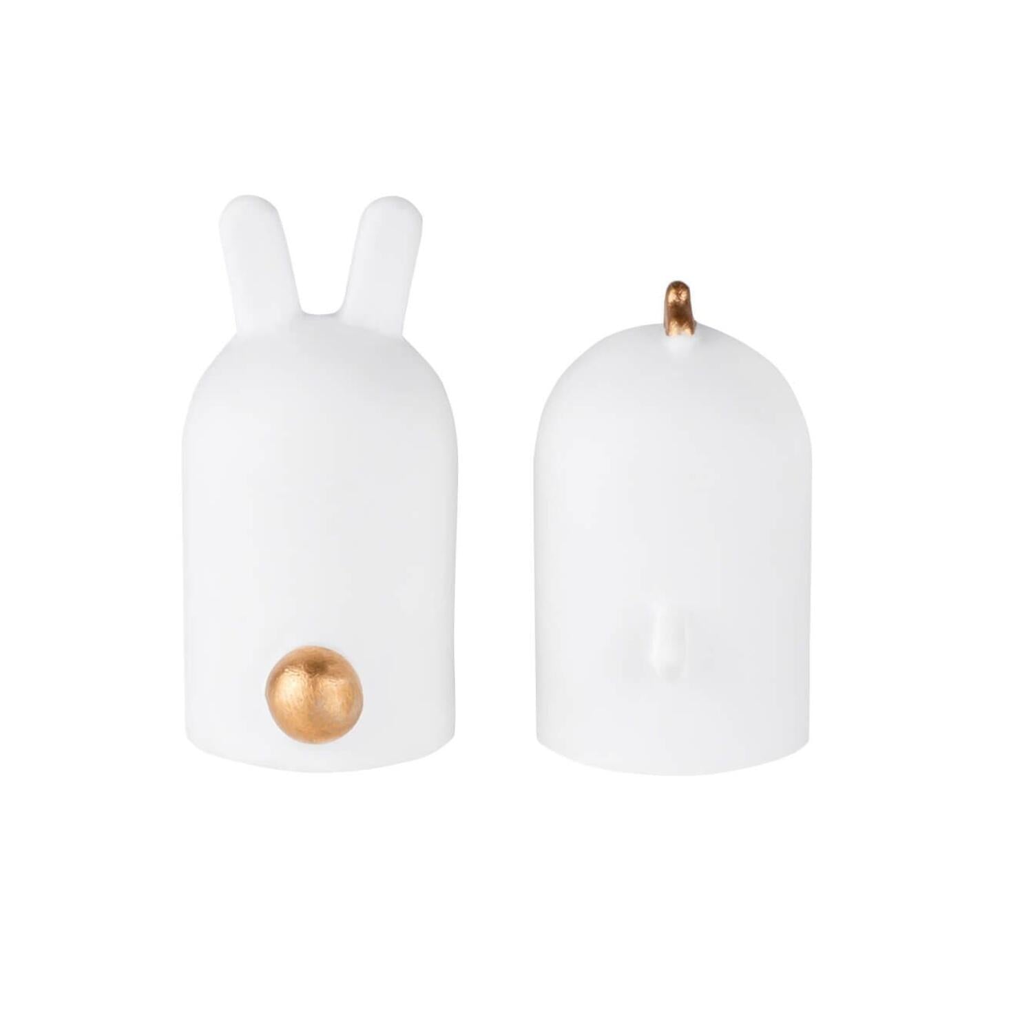 Porzellanfiguren "Hase und Huhn" - 2,5x5 cm (Weiß)