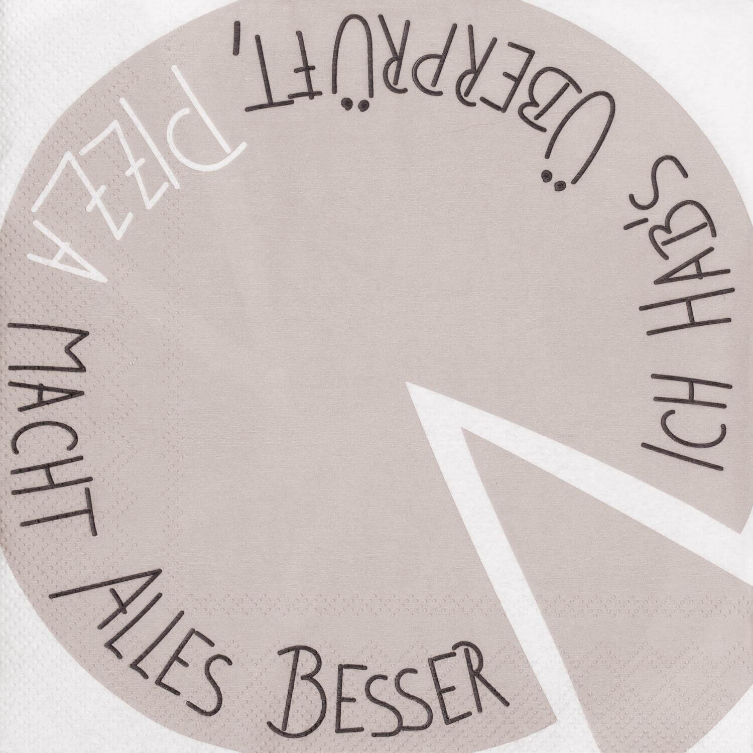Papierservietten "DINING - Pizza macht alles besser" - 16,5x16,5 cm (Grau)