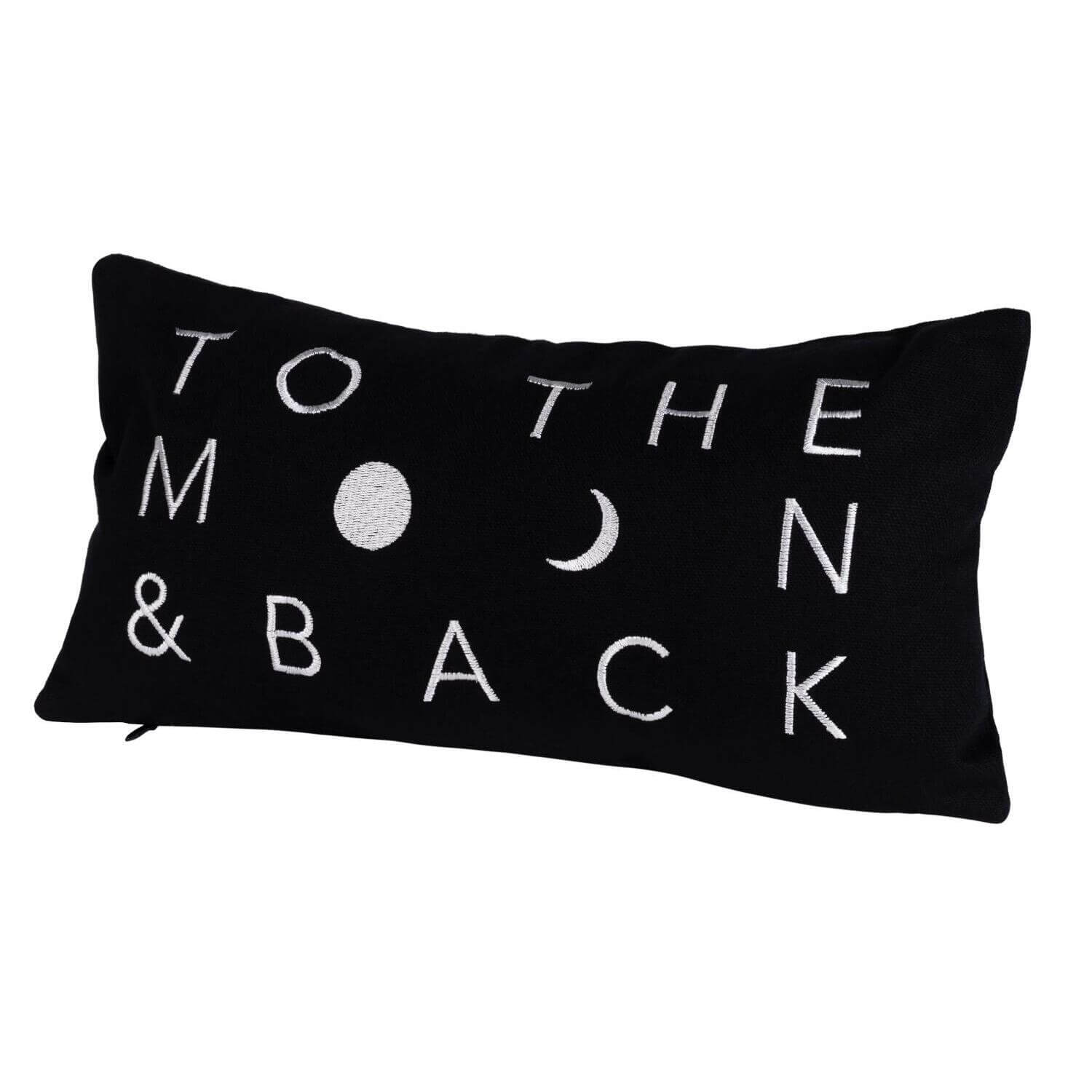 Traumkissen "Mondnacht - To the moon & back" 33x17 cm (Schwarz)