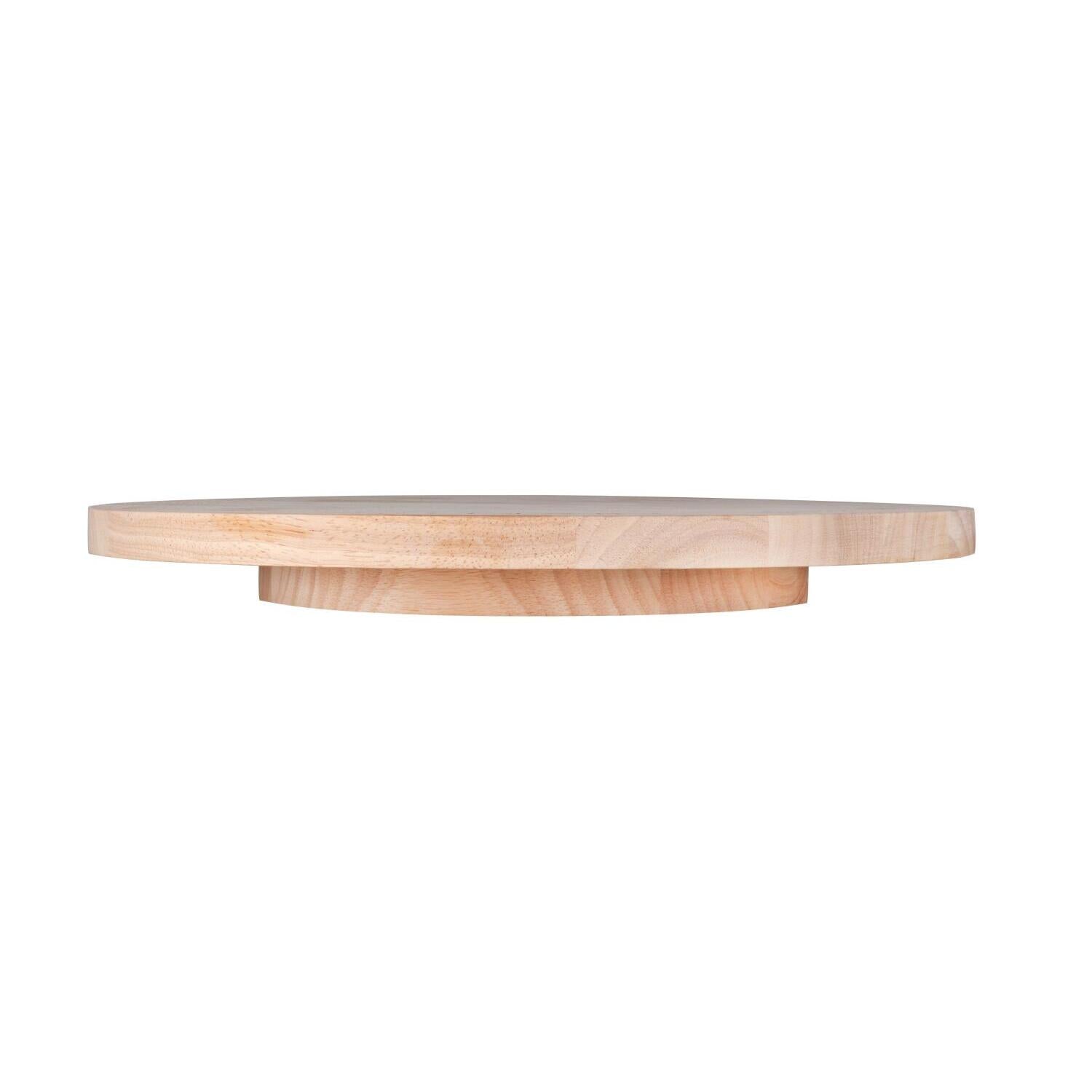 Drehplatte aus hellem Holz, rund, mit sichtbarer Standplatte (Natur)