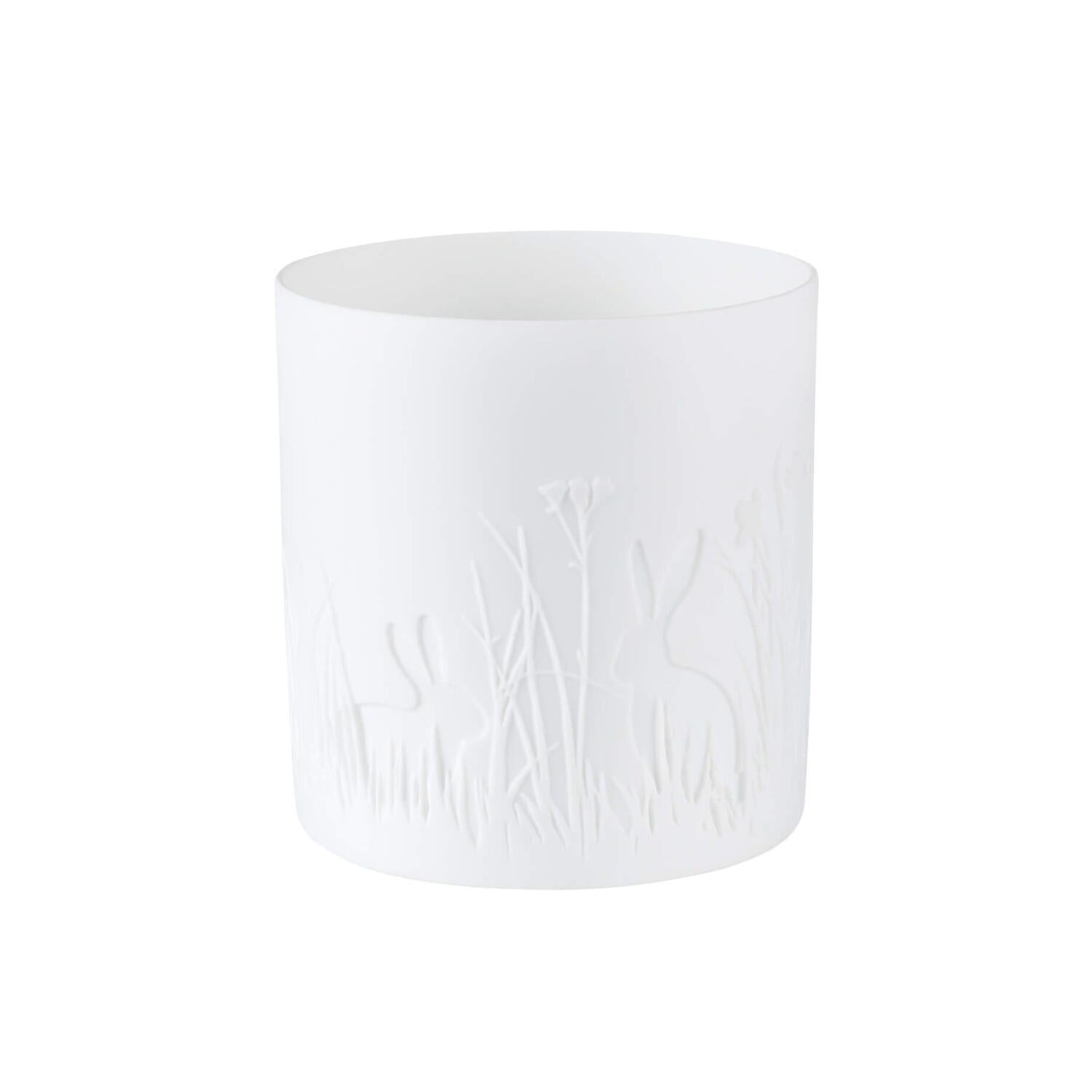 Porzellanlicht "Hasenwiese" - 6,5x7 cm (Weiß)