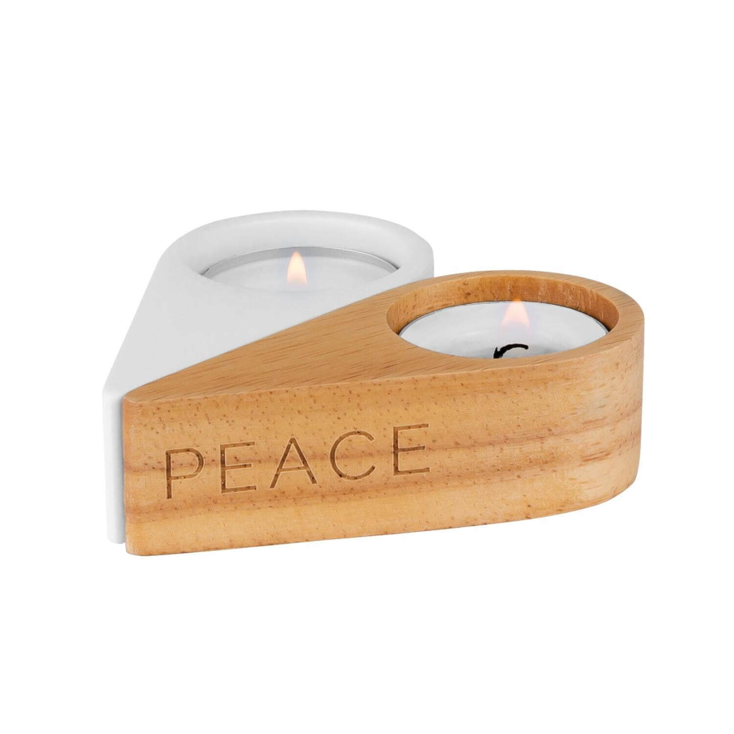 Herzlicht "Love & Peace" - 10,5x10,5x3 cm (Weiß, Natur) räder Design