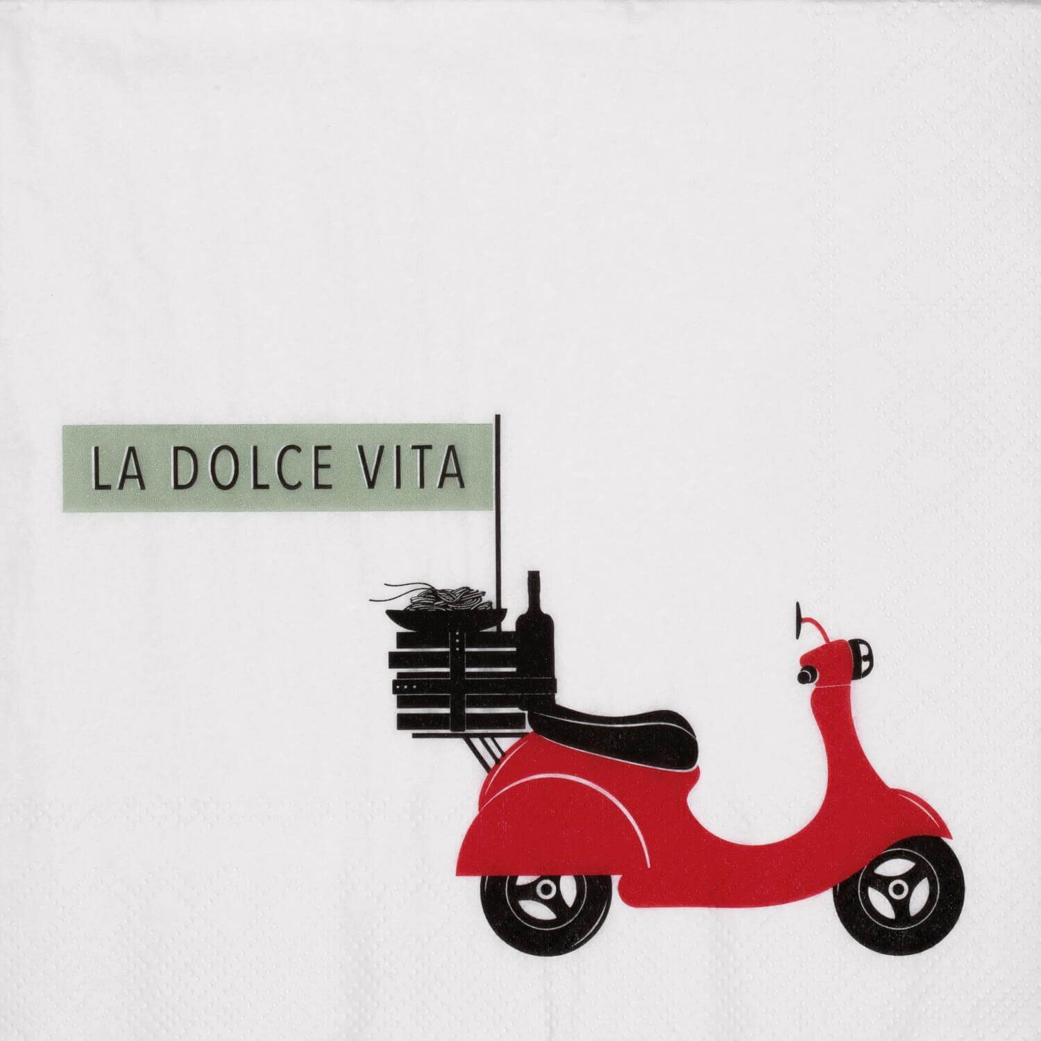 Papierserviette "DINING - La dolce vita" - 16,5x16,5 cm (Weiß)